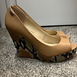 Calvin Klein peep toe wedges